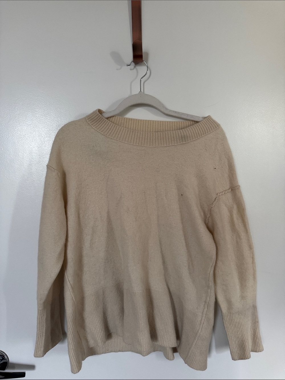Free People Cream Scoop Neck Sweater